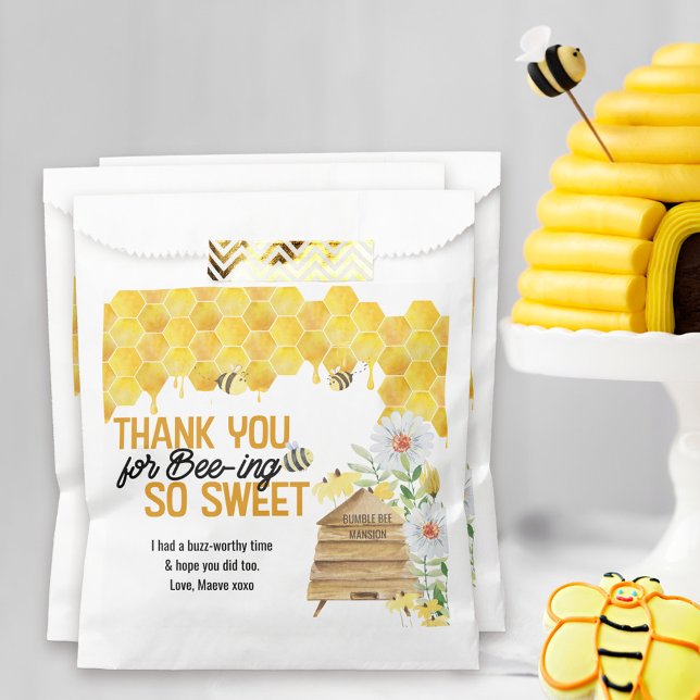 Vielen Dank für das Bienen so Sweet Beehive Honeyc Geschenktütchen (Thank you for Bee-ing so Sweet, bee theme birthday party favor bags. What will you name the beehive?)
