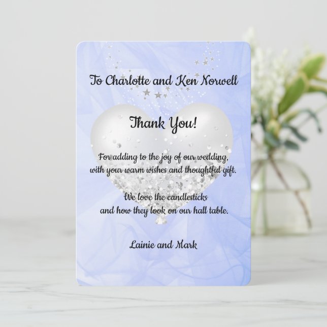 Vielen Dank für das Hochzeitgeschenk 3 Dankeskarte (Stehend Vorderseite)