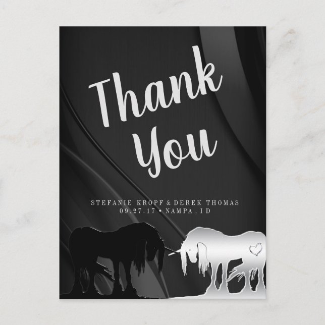 Vielen Dank für das mystische Einhorn (schwarzer S Postkarte (Vorderseite)