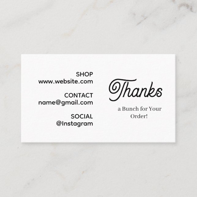 Vielen Dank für deine Bestellung | Monochrome mode Visitenkarte (Vorderseite)