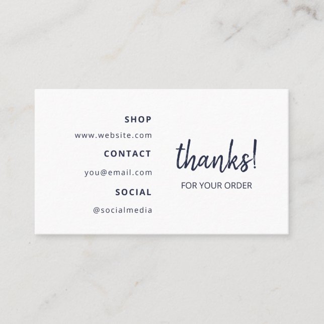 Vielen Dank für deine Bestellung | Navy Blue Visitenkarte (Vorderseite)