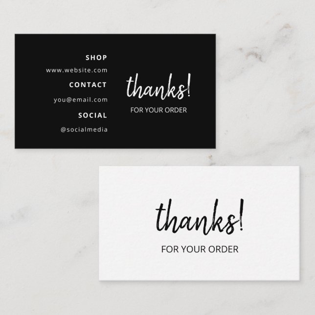 Vielen Dank für deine Bestellung | weiß Visitenkarte (Vorne/Hinten)