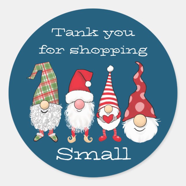 Vielen Dank für den Einkauf Kleine Weihnachtszwerg Runder Aufkleber (Vorderseite)