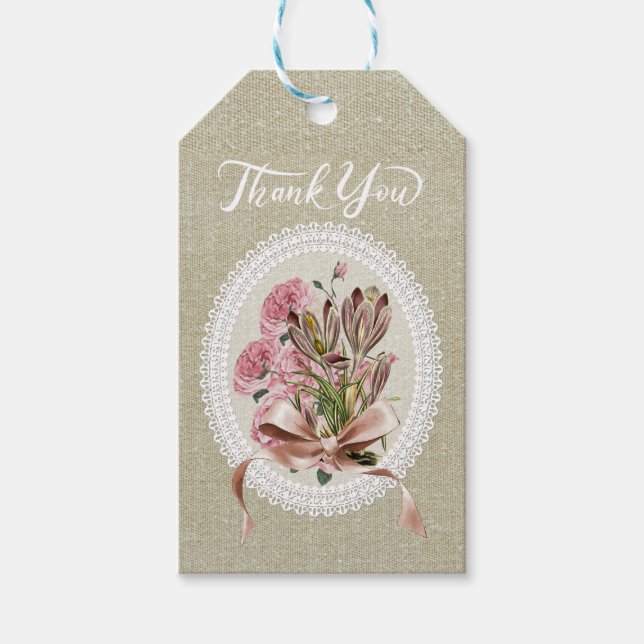 Vielen Dank für den eleganten Texteffekt Floral kr Geschenkanhänger (Vorderseite)