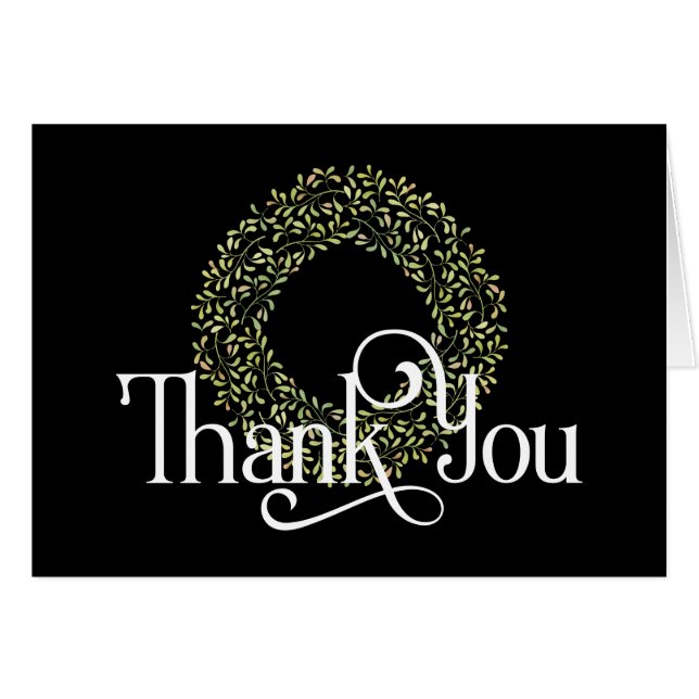 Vielen Dank für den grünen Leaf Weihnachtskranz (Vorderseite (Horizontal))