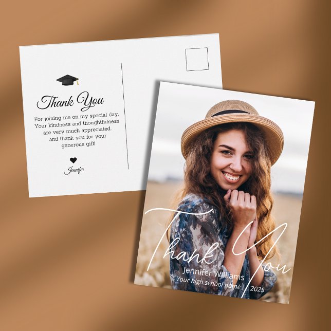 Vielen Dank für den modernen Script Foto Abschluss Postkarte (Von Creator hochgeladen)