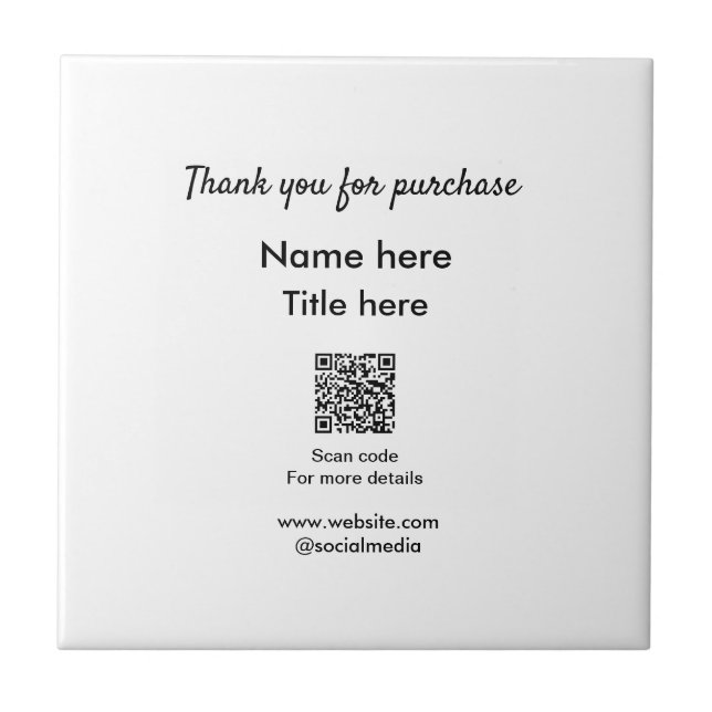 Vielen Dank für den Namen des Kaufs hier Scan QR Fliese (Vorderseite)