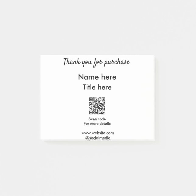 Vielen Dank für den Namen des Kaufs hier Scan QR Post-it Klebezettel (Vorderseite)