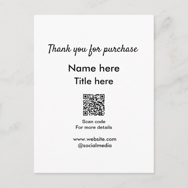 Vielen Dank für den Namen des Kaufs hier Scan QR Postkarte (Vorderseite)