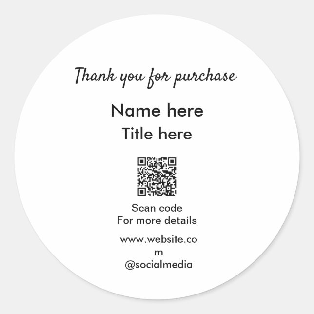 Vielen Dank für den Namen des Kaufs hier Scan QR Runder Aufkleber (Vorderseite)