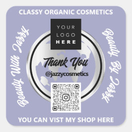 Vielen Dank für den QR-Code Logo Gold MAP Globe Bl Quadratischer Aufkleber