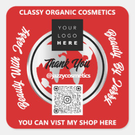 Vielen Dank für den QR-Code Logo Gold MAP Globe Re Quadratischer Aufkleber