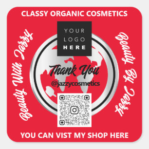 Vielen Dank für den QR-Code Logo Gold MAP Globe Re Quadratischer Aufkleber