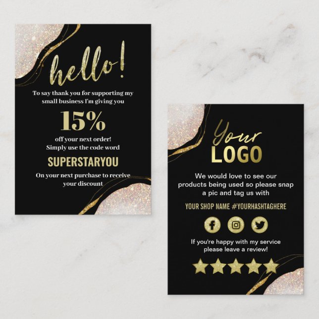 Vielen Dank für die Berufliche Black Gold Beilage  Visitenkarte (Vorne/Hinten)