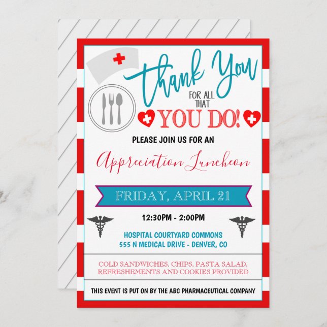 Vielen Dank für die Einladung der Mitarbeiter des  (Vorne/Hinten)