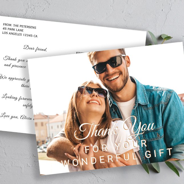 Vielen Dank für die Geschenke elegantes Foto Virtu Postkarte (Von Creator hochgeladen)