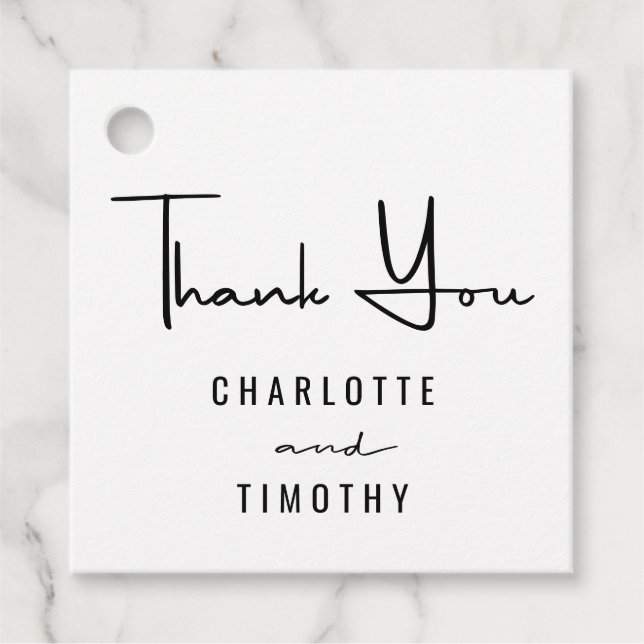 Vielen Dank für die minimale Script Schwarz-weiß W Geschenkanhänger (Vorderseite)