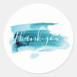 Vielen Dank für die moderne blaue Wasserfarbe. Runder Aufkleber