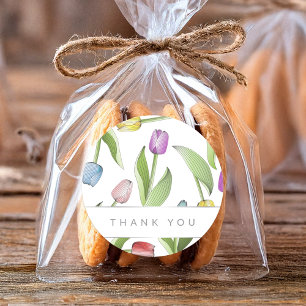 Vielen Dank für die moderne farbige Tulip Runder Aufkleber