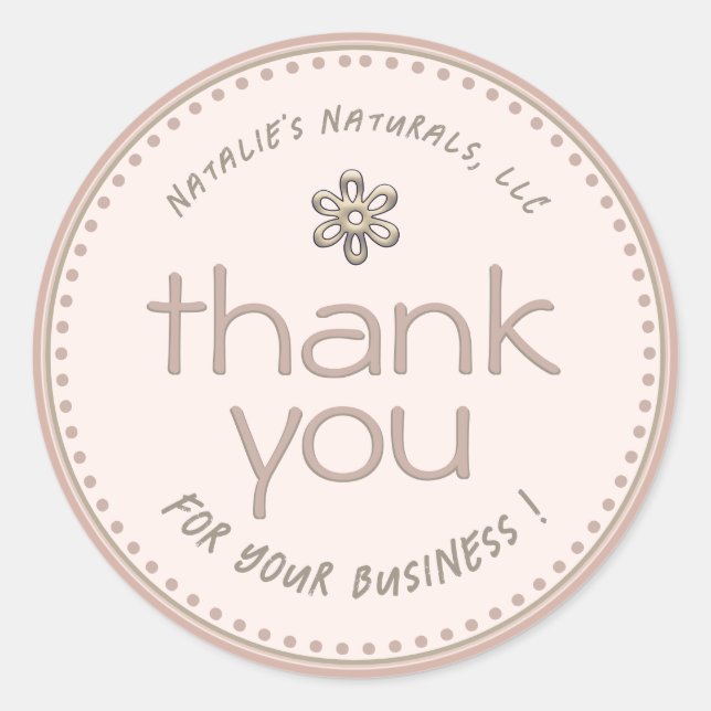 Vielen Dank für die neutrale, rosa Blume des gepun Runder Aufkleber (Vorderseite)