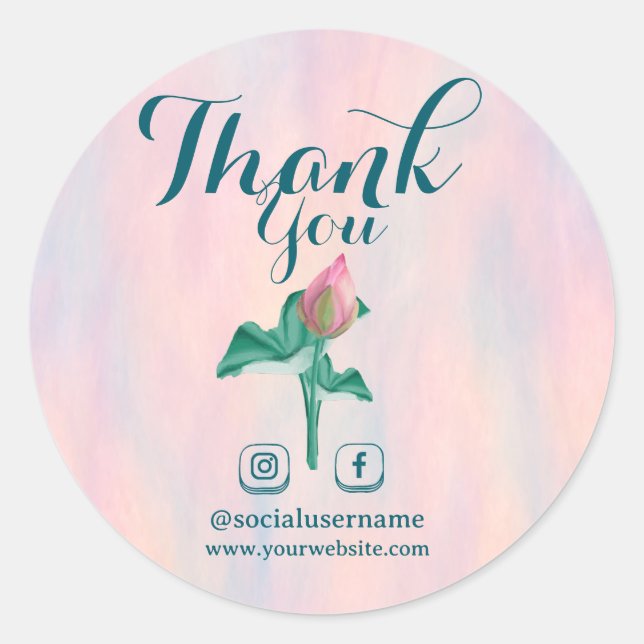 Vielen Dank für die Opaleszenz Lotus Typografie Runder Aufkleber (Vorderseite)