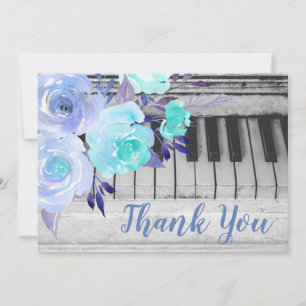 vielen Dank für die pianblau Aquarellfarben Blume Dankeskarte