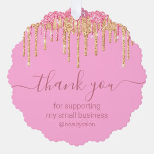 Vielen Dank für die pinkfarbene goldtropfende Glit Ornament Karte