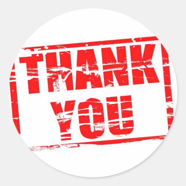 Vielen Dank für die rote Briefmarke Runder Aufkleber (Vorderseite)