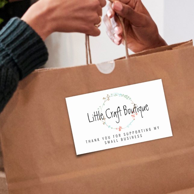 Vielen Dank für die Unterstützung meines kleinen U Rechteckiger Aufkleber (Wreath Thank You For Supporting My Small Business Rectangular Sticker)