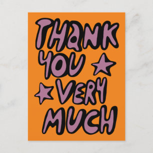 VIELEN DANK FÜR IHNEN Bubble Letters Lila Orange Postkarte