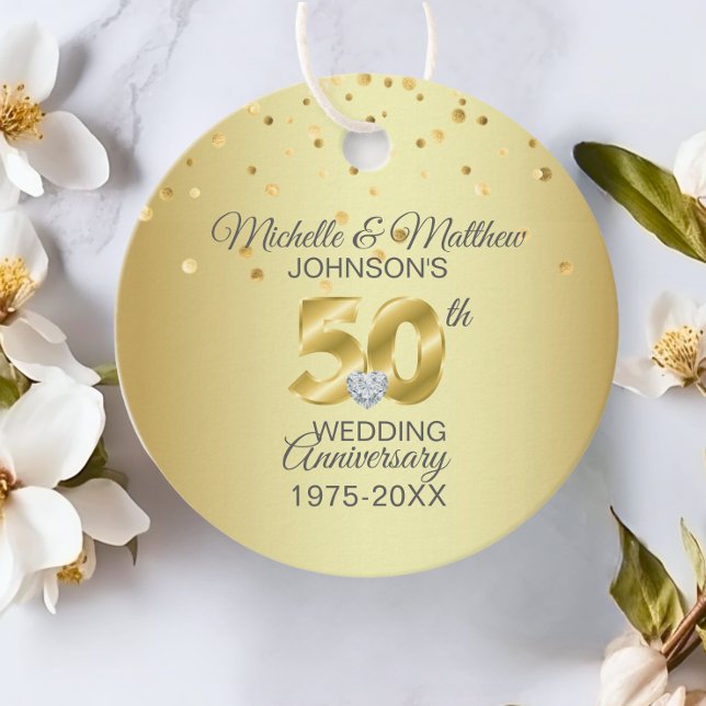 Vielen Dank für Ihr 50. Jahr Goldene Hochzeit Jahr Geschenkanhänger (Thank You 50th Year Golden Wedding Anniversary Favor Tags)