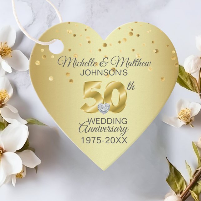 Vielen Dank für Ihr 50. Jahr Goldene Hochzeit Jahr Geschenkanhänger (Thank You 50th Year Golden Wedding Anniversary Favor Tags_heart)