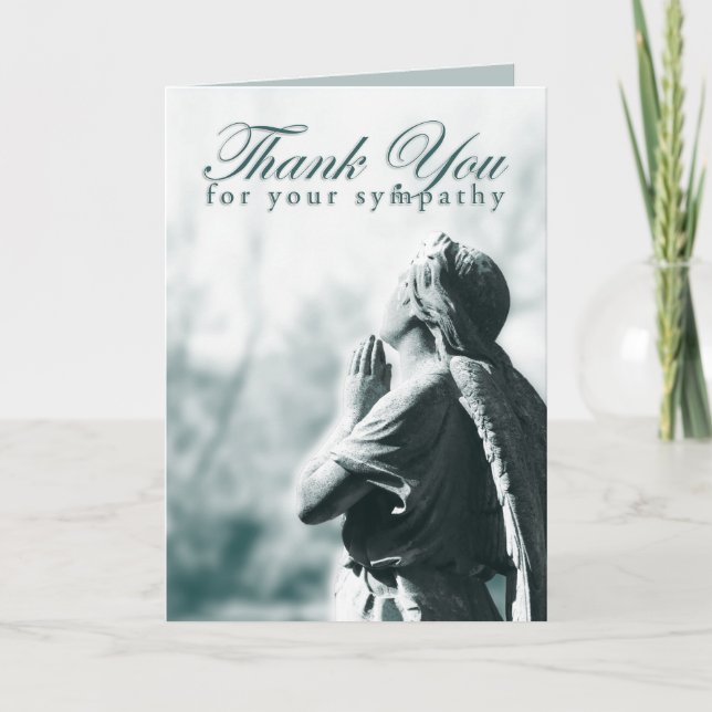 Vielen Dank für Ihr Beileid (betender Engel) Dankeskarte (Vorderseite)