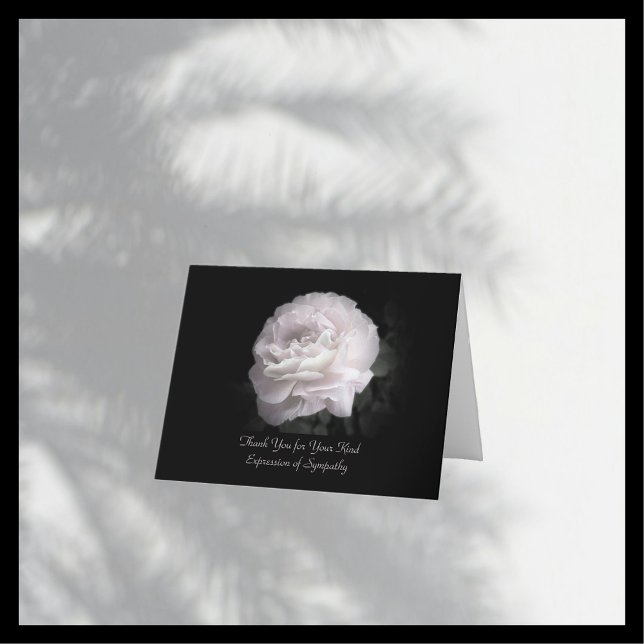 Vielen Dank für Ihr Beileid, One Pale Pink Rose Dankeskarte (Von Creator hochgeladen)