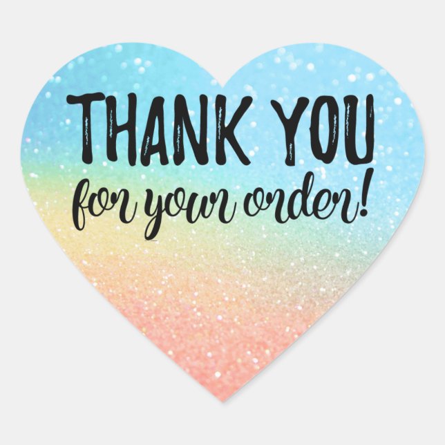Vielen Dank für Ihr Bestelllabel Herz-Aufkleber (Vorderseite)