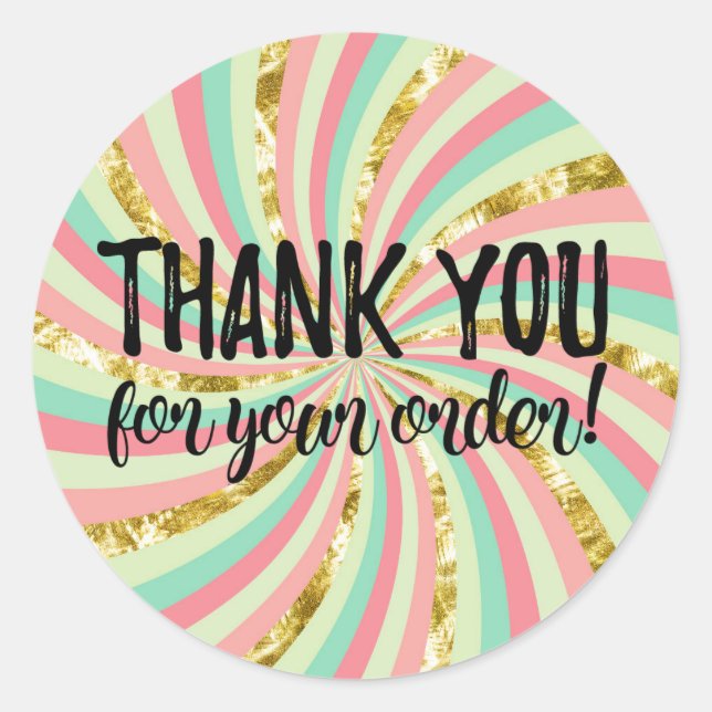 Vielen Dank für Ihr Bestelllabel Runder Aufkleber (Vorderseite)