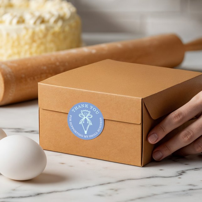 Vielen Dank für Ihr Business Bäckerei Konditorbeut Runder Aufkleber (Thank You For Your Business Bakery Pastry Bag Teal Classic Round Sticker)