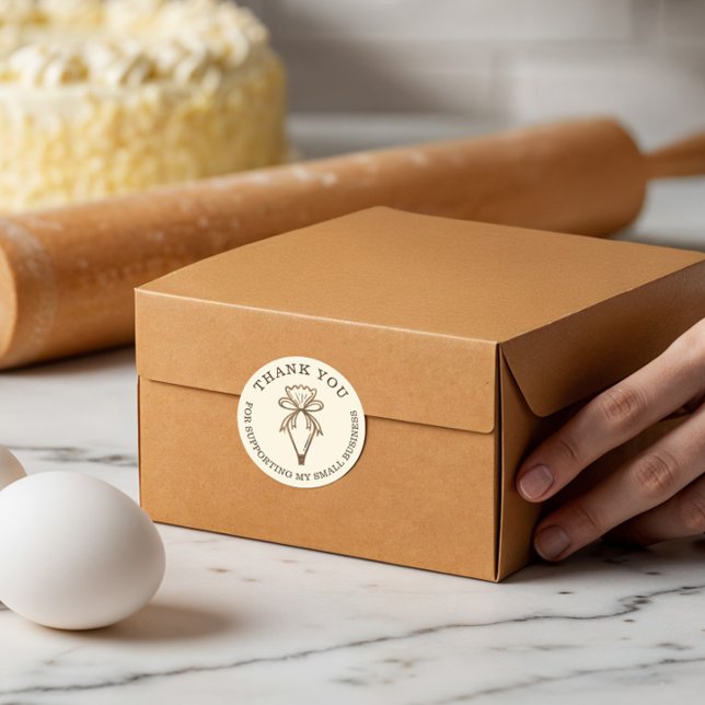 Vielen Dank für Ihr Business Bakery Patisserie Bag Runder Aufkleber (Thank You For Your Business Bakery Pastry Bag Classic Round Sticker)