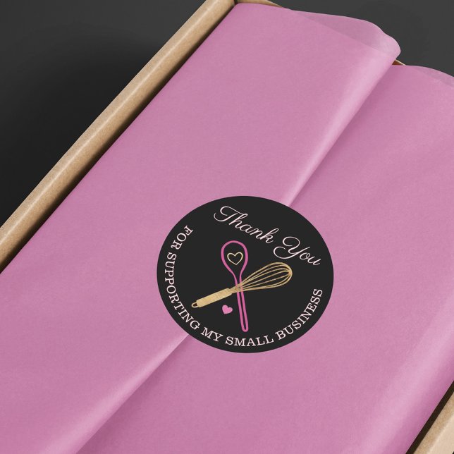 Vielen Dank für Ihr Business Bakery Whisk & Spoon Runder Aufkleber (Von Creator hochgeladen)