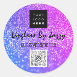 Vielen Dank für Ihr Business Beauty Pink Blue QR C Runder Aufkleber
