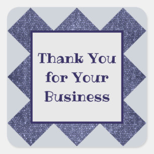 Vielen Dank für Ihr Business Blue Mosaic Diamond Quadratischer Aufkleber
