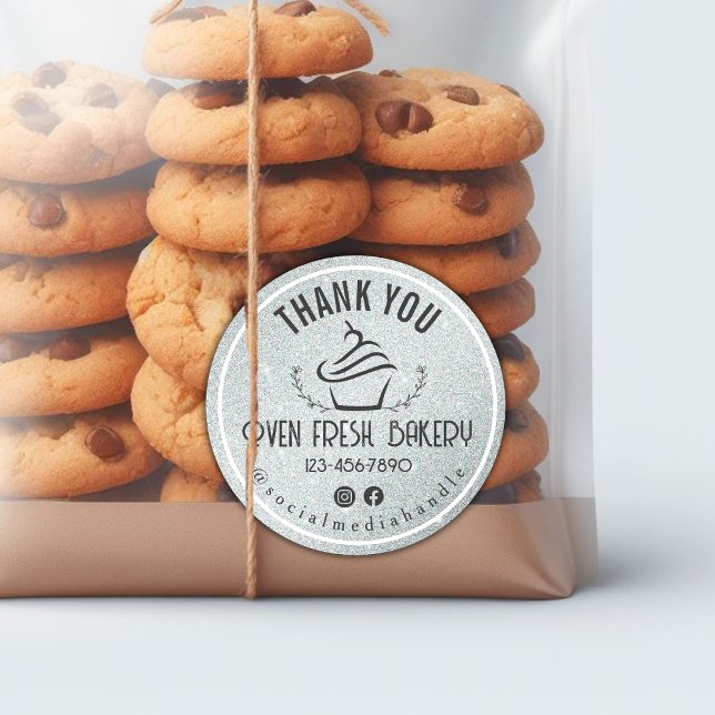 Vielen Dank für Ihr Business Cupcake Bäckerei Silv Runder Aufkleber (Von Creator hochgeladen)