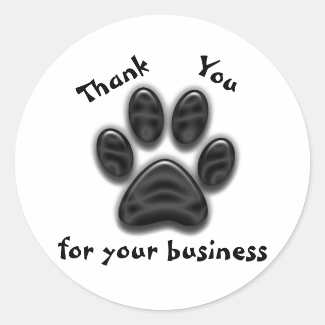 Vielen Dank für Ihr Business Dog Paw Print Runder Aufkleber (Vorderseite)