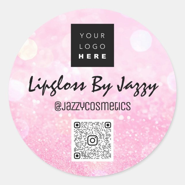 Vielen Dank für Ihr Business Packaging Pink Glitze Runder Aufkleber (Vorderseite)