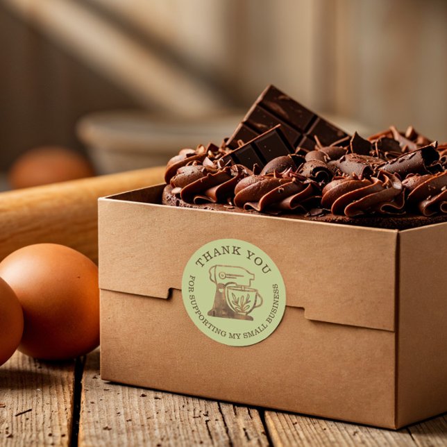 Vielen Dank für Ihr Business Woodgrain Mischpult Runder Aufkleber (Thank You For Your Business Woodgrain Standmixer Classic Round Sticker)