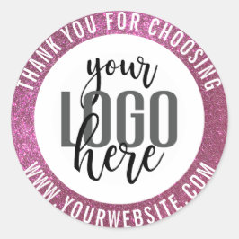 Vielen Dank für Ihr Funkelnd Pink Glitzer-Logo Runder Aufkleber