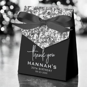 Vielen Dank für Ihr Geburtstag Silver Glitzer Mono Geschenkschachtel
