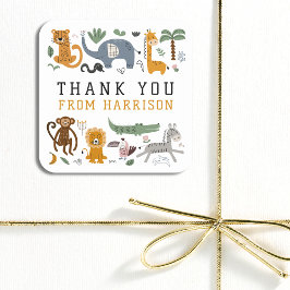 Vielen Dank für Ihr Geburtstag Zwei Wildtiere Tier Quadratischer Aufkleber