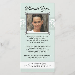 Vielen Dank für Ihr Gedächtnis Light Green & White Dankeskarte