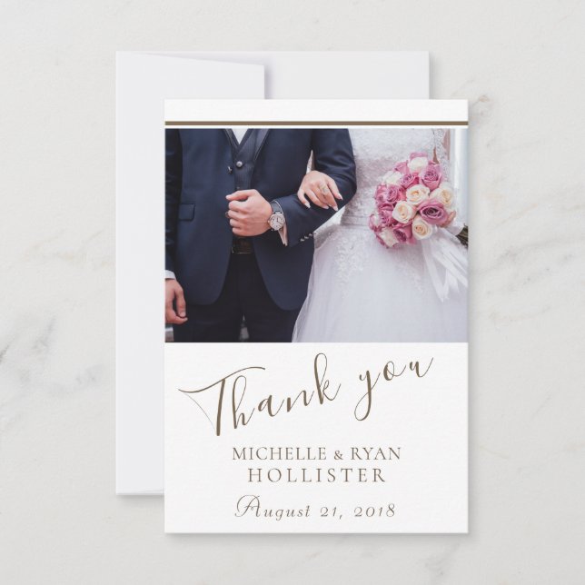 Vielen Dank für Ihr Hochzeit Elegant Foto Dankeskarte (Vorderseite)